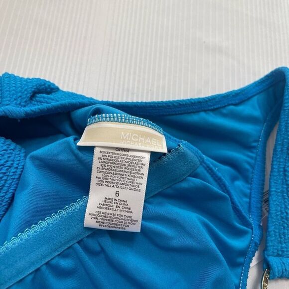 NWT Michael Kors Cyan Blue One Piece Bathing Suit Swimsuit Size 6 New - Picture 6 of 7